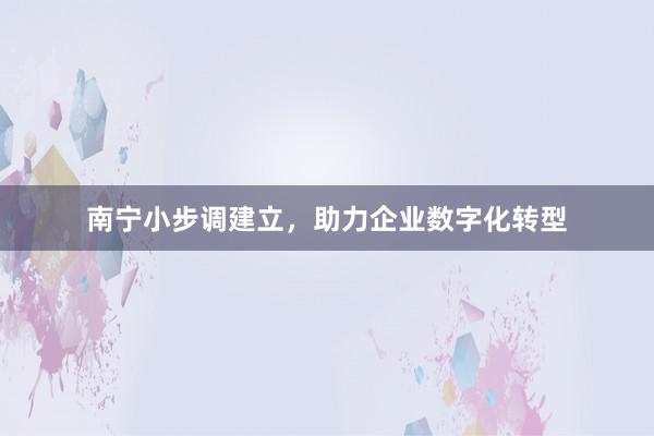 南宁小步调建立，助力企业数字化转型